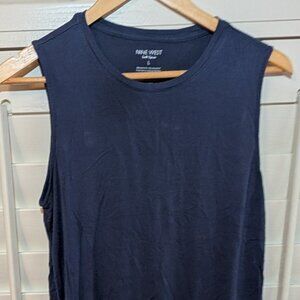Nine West Soft Spun Sleeveless Tank Top Navy Blue Size Large